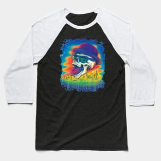 Skull Donning Pork Pie Hat Baseball T-Shirt